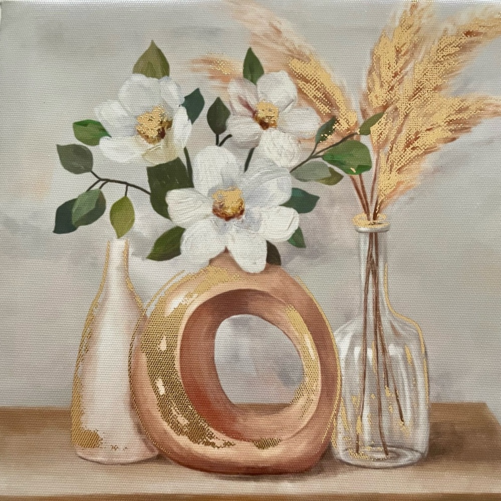 Metallic Gold Daisy & Wheat Canvas Wall Decor - Picture 2 of 8